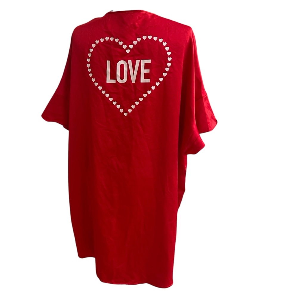 NWT Victoria's Secret Red Satin Love Heart Kimono Robe Flutter Sleeve brand new
